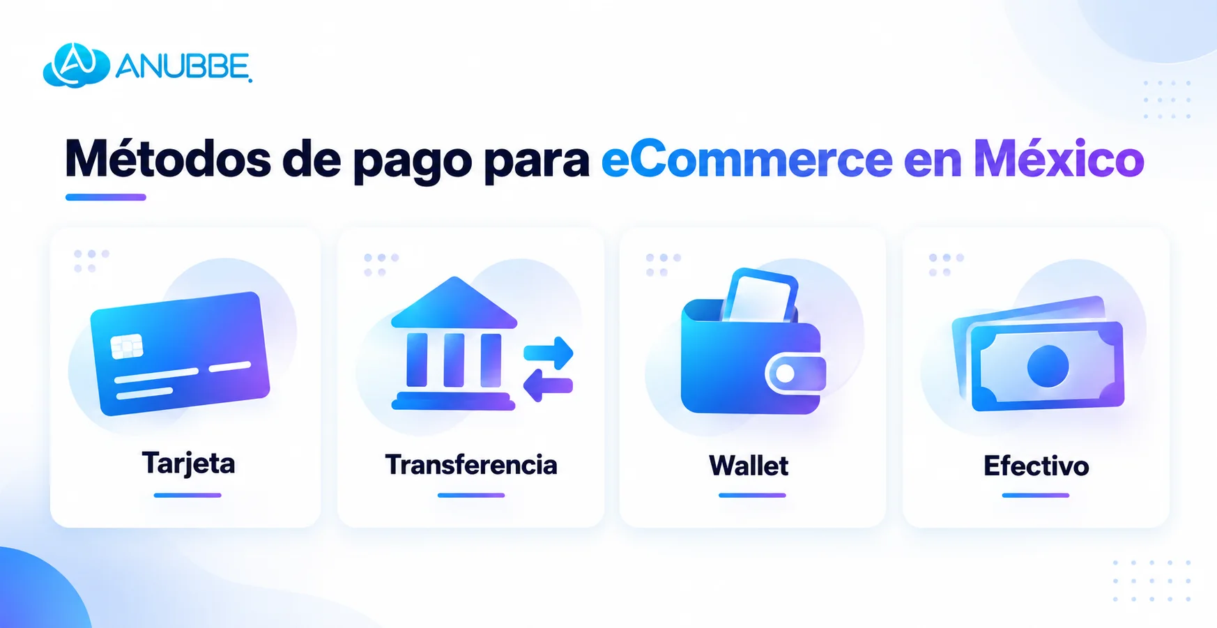 Métodos de pago para eCommerce en México: tarjeta, transferencia, wallet y efectivo.